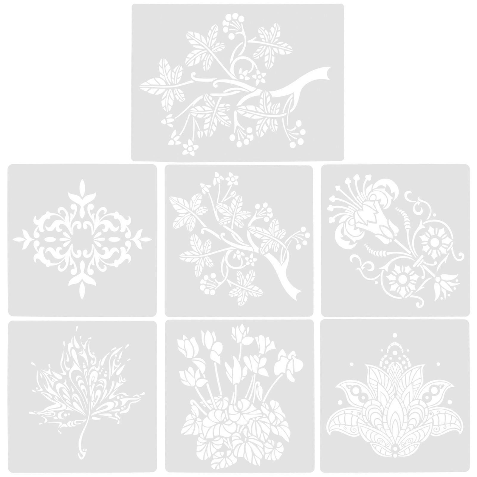 7pcs Reusable Plant Stencils for DIY Art Projects – Easy Cleaning, Smooth Surface for Home Decor & Crafting Use