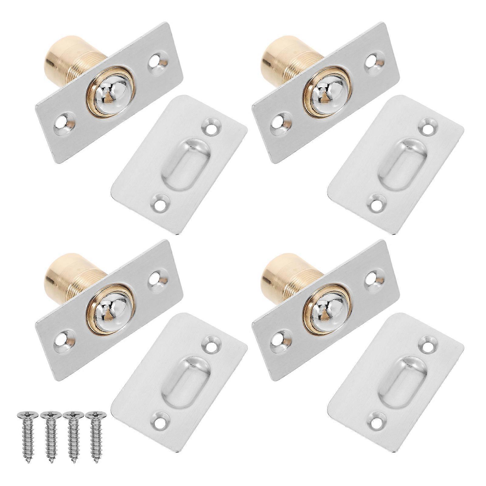 4 Sets Ball Catch Door Hardware Drive Ball Catch With Strike Plate Adjustable Ball Catch Latch Closet Ball Latch For Top Of Door Silver
