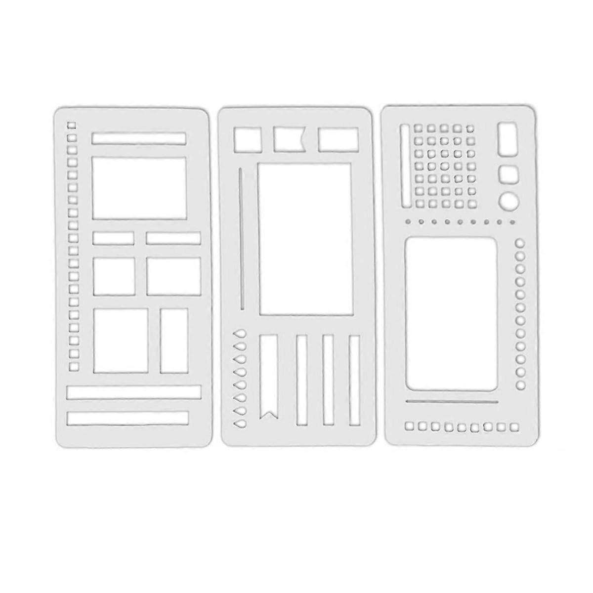 3PCS Handmade Flexible Record Template,Planner Stencil Set A