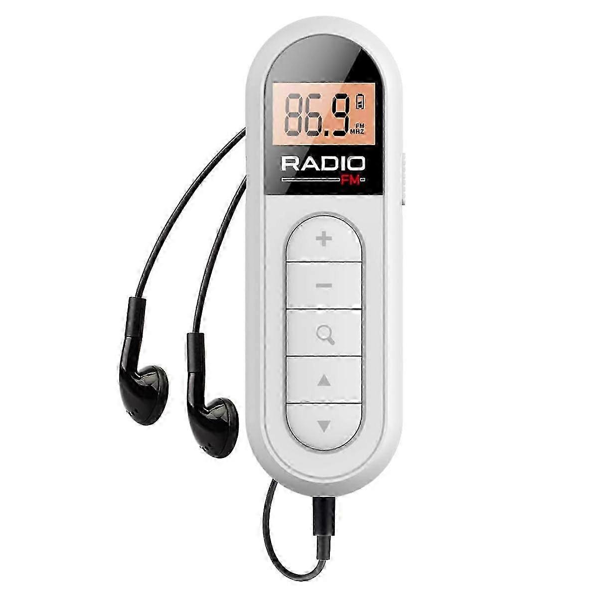 Mini Pocket FM Radio with 300mAh Rechargeable Battery, 76-108MHZ Frequency Range, Backlight LCD Display and Wired Connection