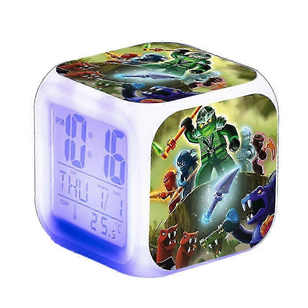 Ninjago Led Digital Alarm Clock 7 Colorful Night Light Bedroom Lamp Decoration With Time,temperature,alarm,date For Kids Gifts
