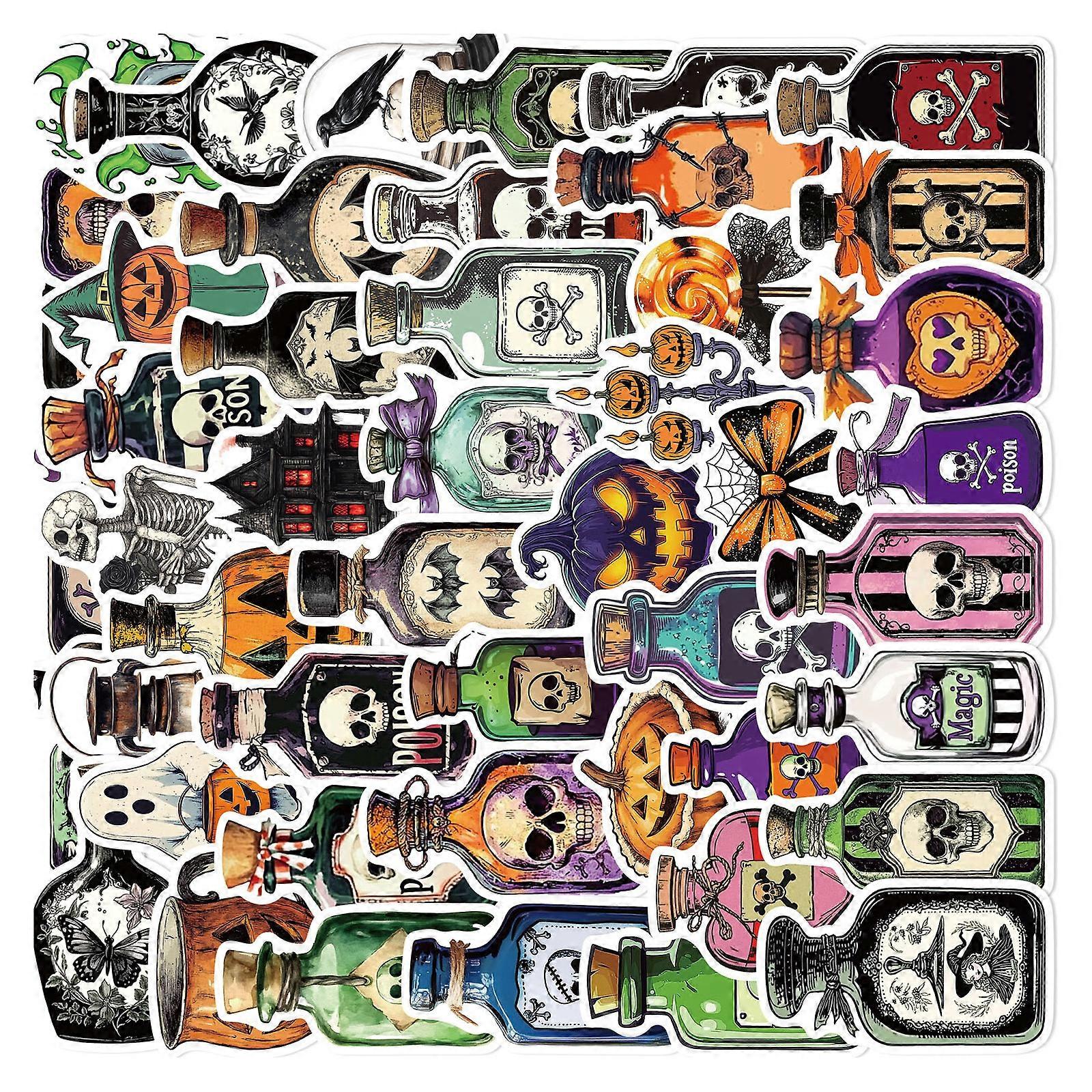 Whimsical 50 Sheets Halloween Stickers Labels Set Reusable PVC Decals Art For Electronics Customization Party Supplies Multicolor