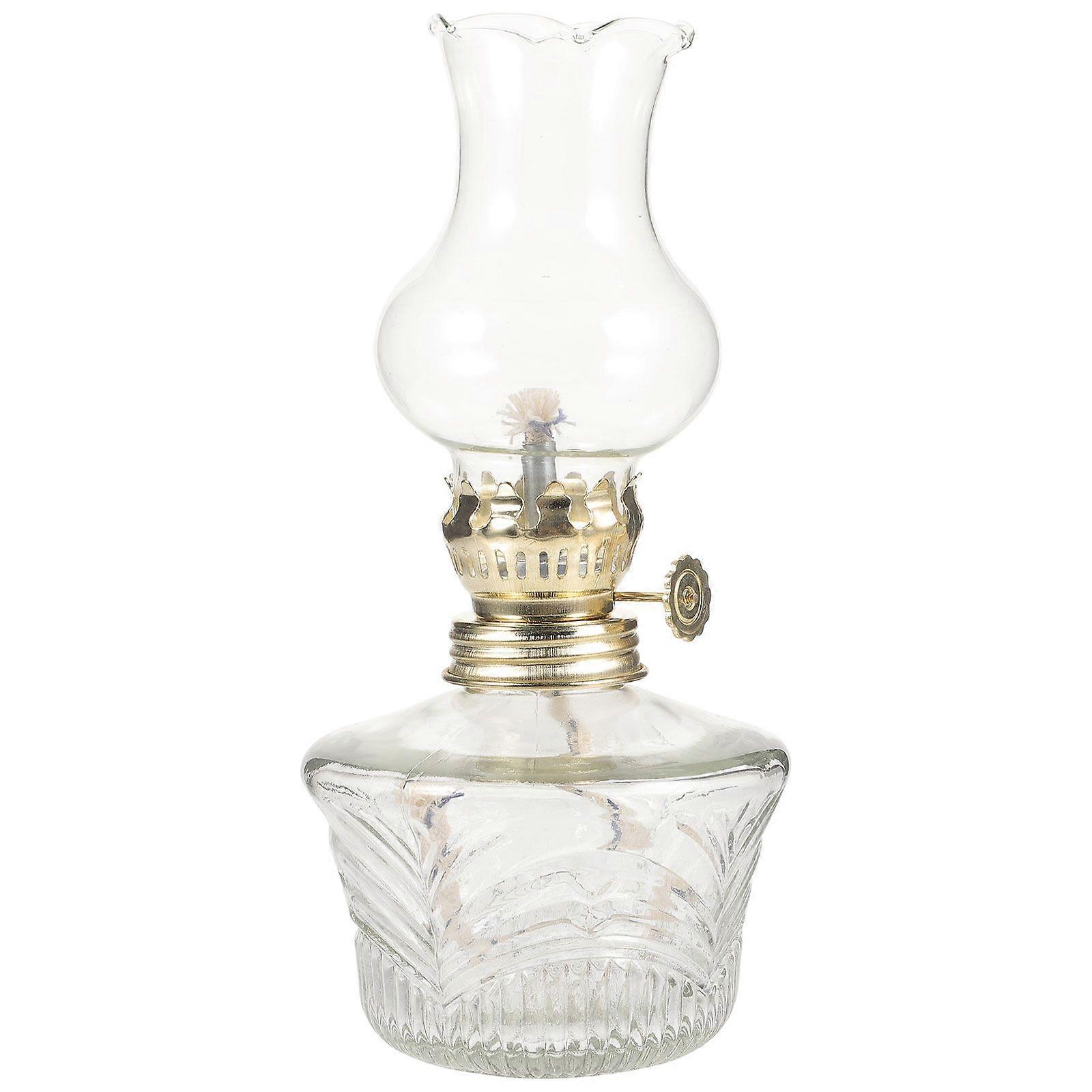 1 Set of Glass Kerosene Lamp Camping Oil Lamp Portable Clear Butter Lamp Night Light