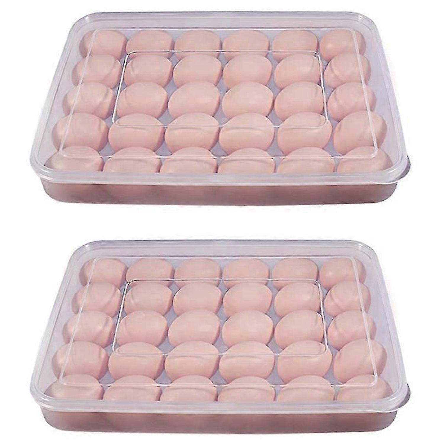 Egg Container, Refrigerator Deviled Egg Tray Carrier with Lid for 60 Eggs - Plastic Fridge Stackable Portable 2 Pack