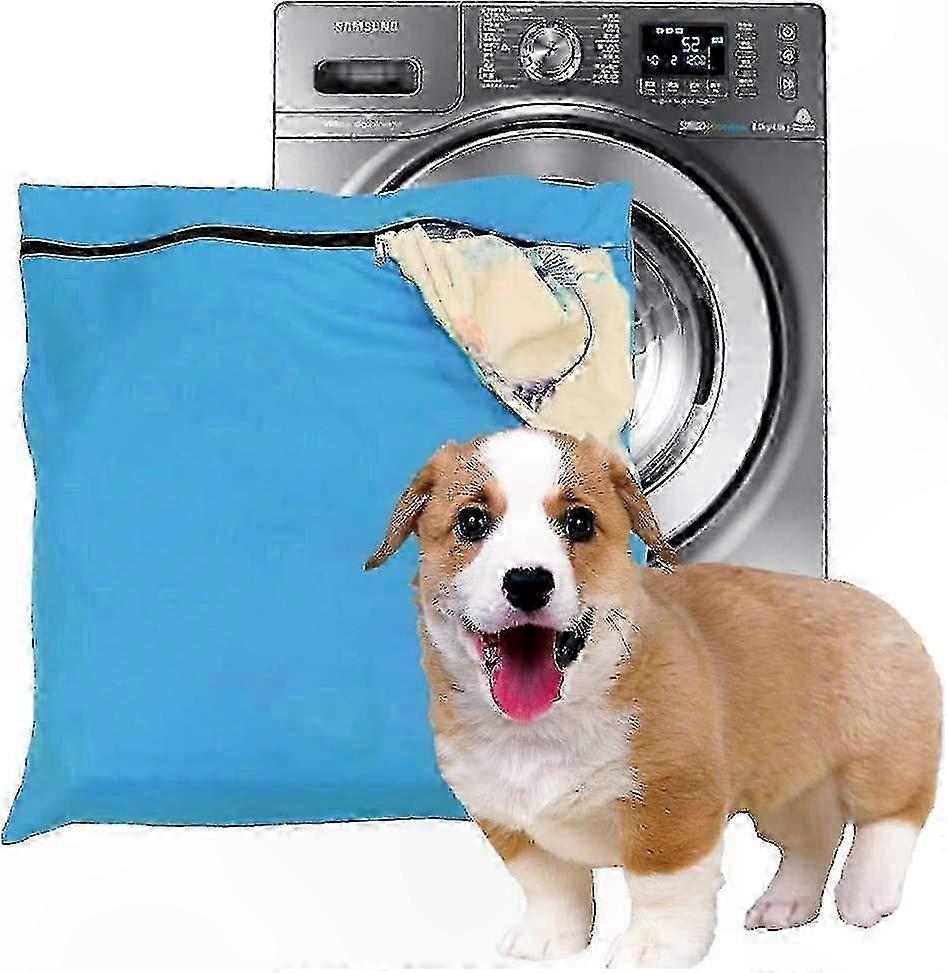 Washing Machine Laundry Bag for Pet Bedding, Blankets, and Towels with Blue Filters and Zippered Closure
