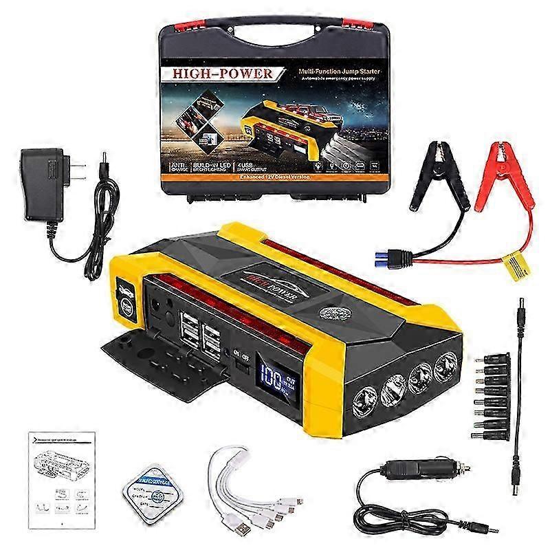 30000mAh 汽车跳转汽车启动器 2000A 峰值电流便携式汽车电池增强器充电器移动电源启动装置红蓝灯