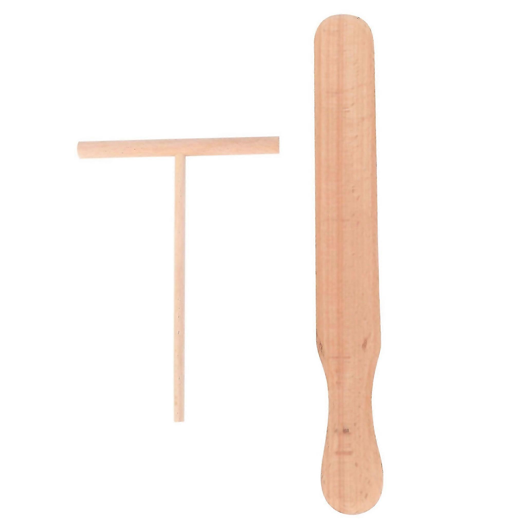 For 2pcs Pancake Cooking Utensils Wooden Crepe Spatulas And Spreader Set Tortilla Rake Batter Spread