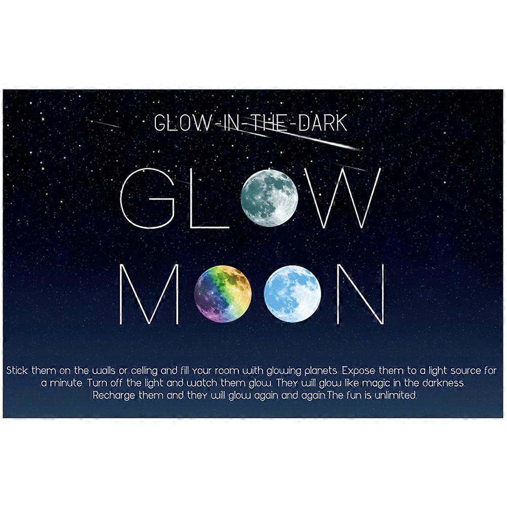 Moon Wallpaper Decal Fluorescent PVC Wall Sticker for Wall Use Blue