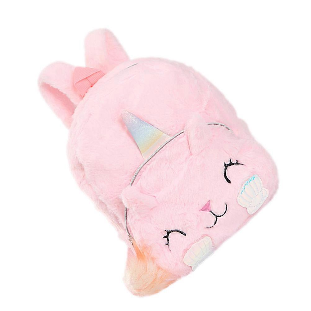 תרמיל חד קרן מצויר לאחסון גן ילדים תיק בית ספר קטיפה ורוד