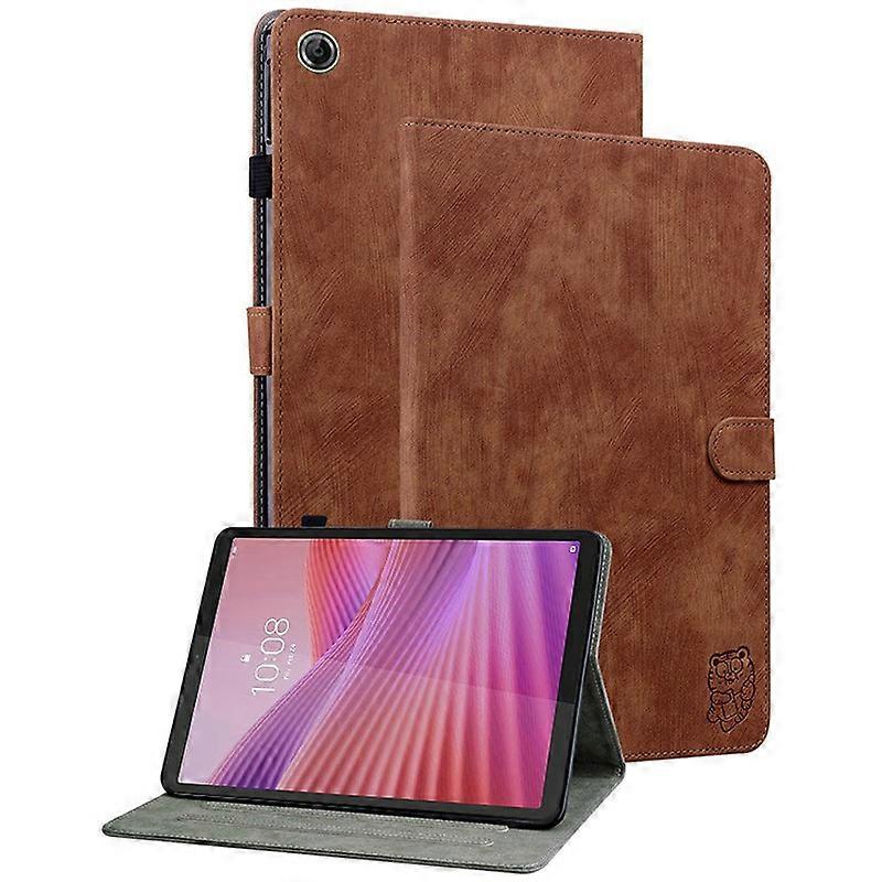 TKdaddy For Lenovo Tab K9 Case Tiger Imprint Anti-Scratch PU Δερμάτινο κάλυμμα tablet Καφέ