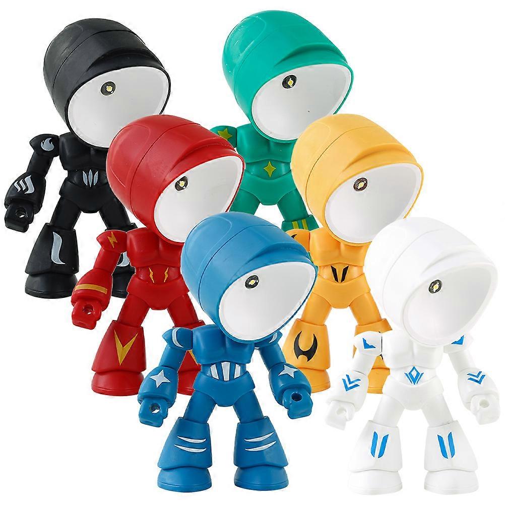 Bedside Desk Lamp Unique Mini Lights Creative Design Small Robot Shape PVC Material Night Lighting 6Pcs