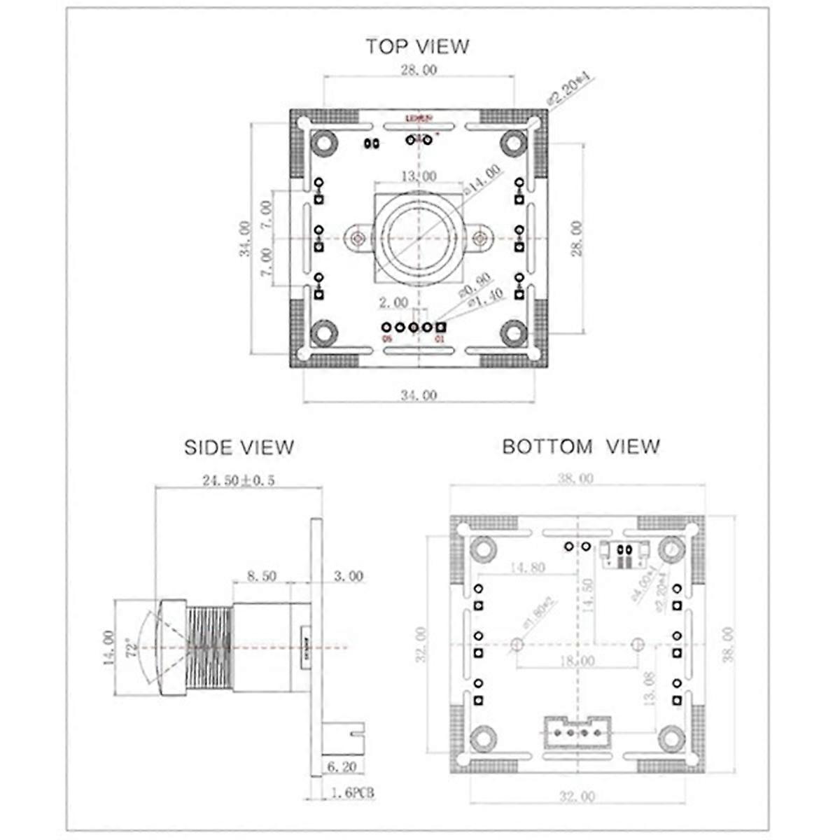 OV9732 1MP Camera Module 100 Degree with 2M Cable