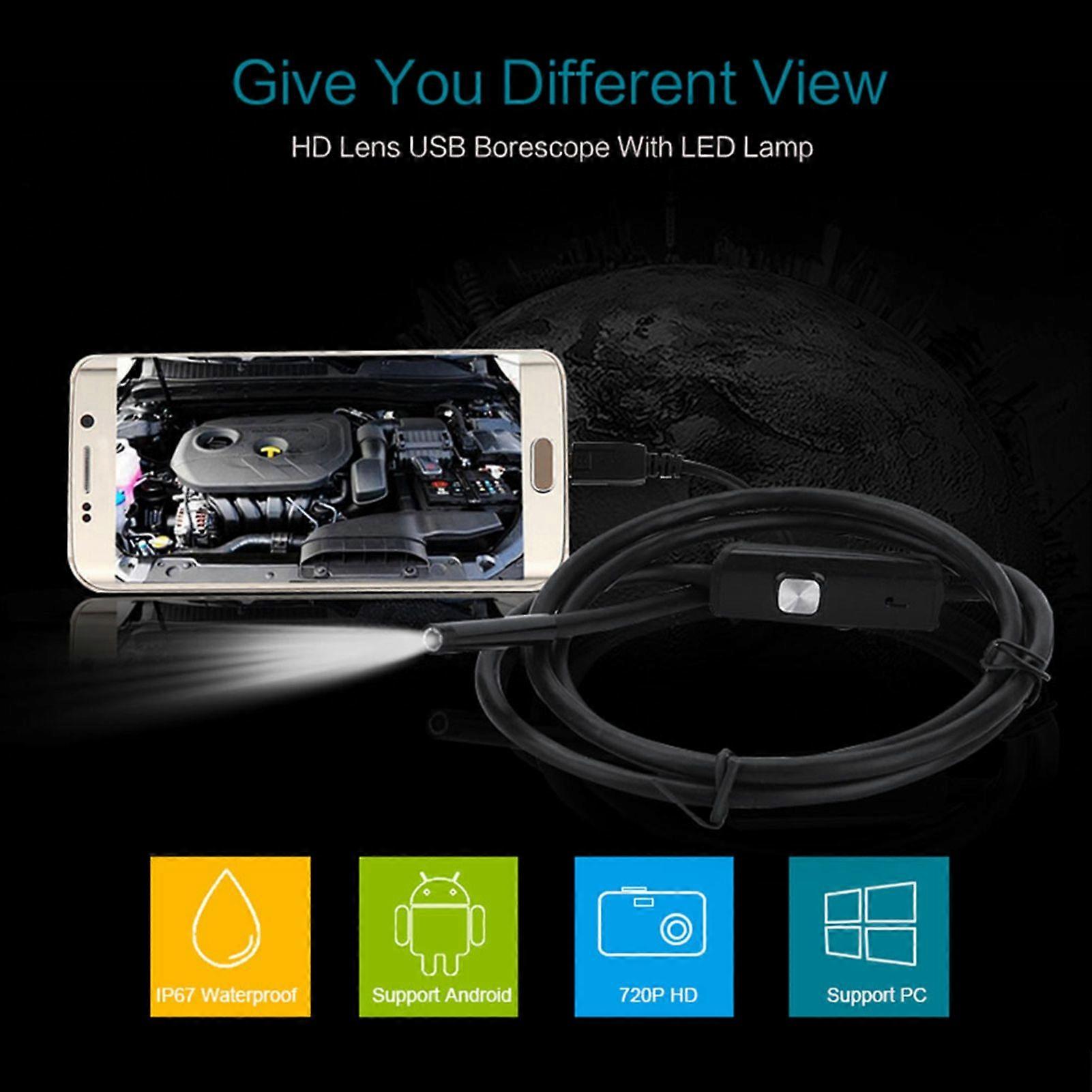 7mm Focus Camera Lens 2M Waterproof 6 LED Android Endoscope Mini USB Cable Endoscope