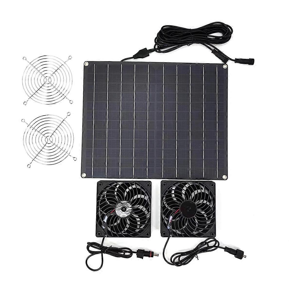 15W 12V Solar Exhaust Fan Ventilator Solar Panel Powered Fan Air Extractor with Dual Fan for Chicken House