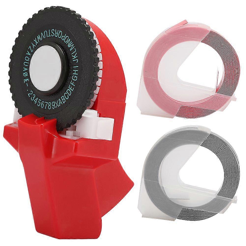 Mini Manual Tape Maker Decorative Coloured ABS 3D Embossing Tape 9mm for HandbookRed
