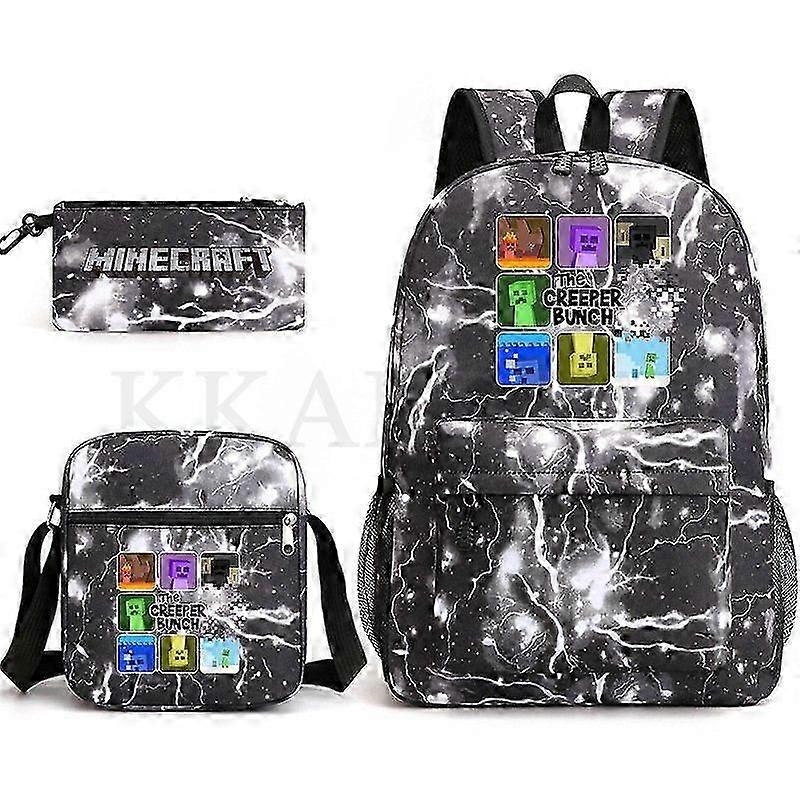 My World 3-pack Ryggsäck Studenter Tecknad 3D-tryckt Skolväska Bokväska Unisex Casual Resväskor Axelväska Mochilas