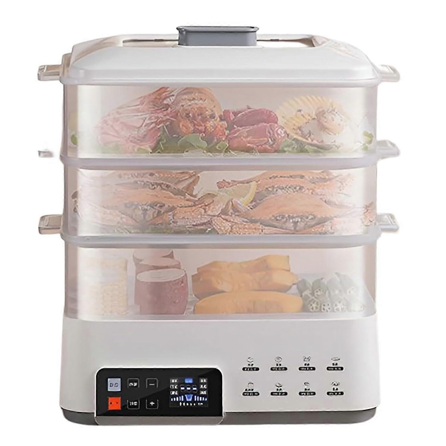 Electric Food Steamer Three Layer Large Capacity With Double Insulation 24 Hour Insulation For Vegetables Meats Grains