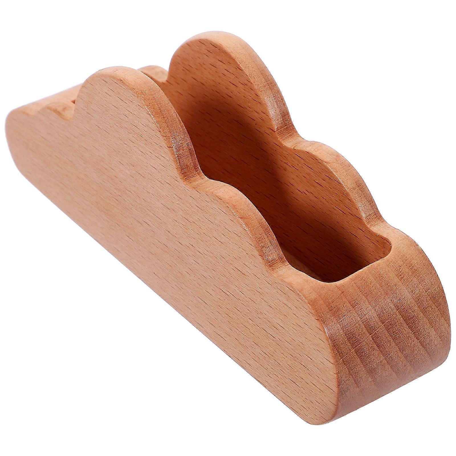Wooden Business Card Display Stand for Office 2Pcs Card Holder Rack
