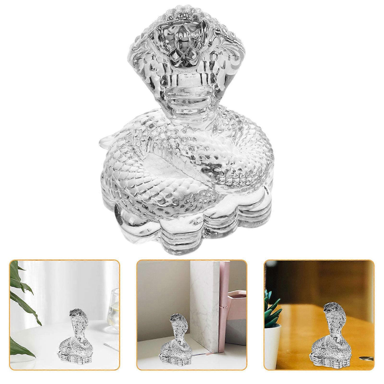 Crystal Snake Figurine Art for Home with 2Pcs Light Grey Snake Sculptures