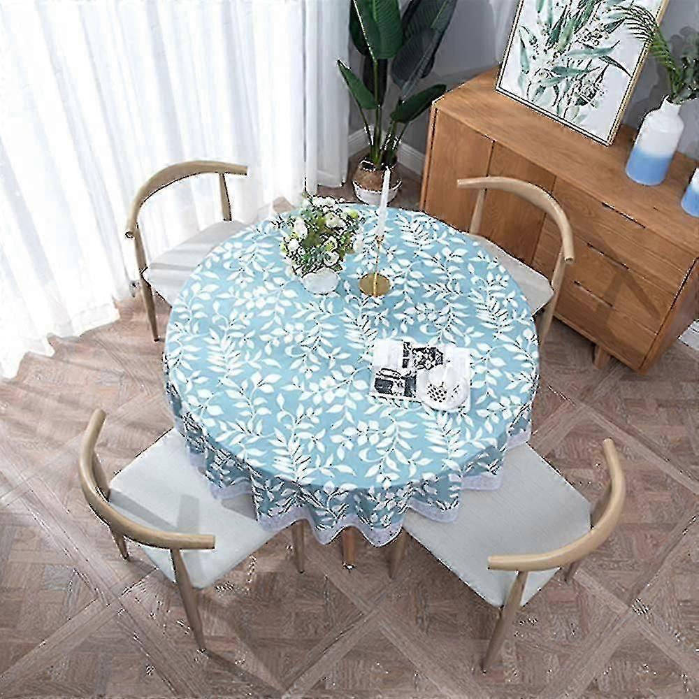 Capa de mesa resistente à mancha resistente à mancha à prova de óleo 100% impermeável, toalha de mesa de renda de vinil redondo de 60 polegadas com apoio de flanela para piquenique camping e festa de jantar