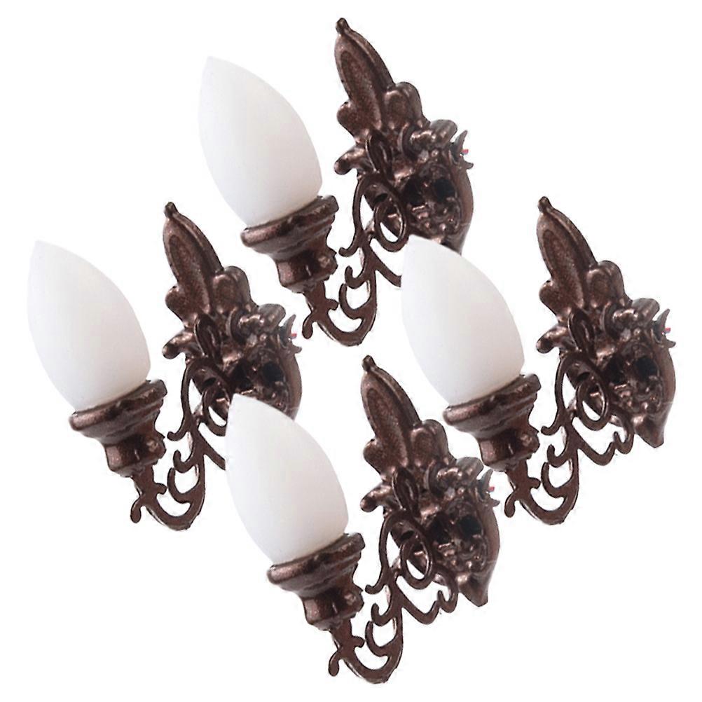 Miniature Led Lights Models 4Pcs Simulated Wall Lamps Perfect For Miniature Scene Building Dark Brown Compact Size Creating Warm Atmosphere