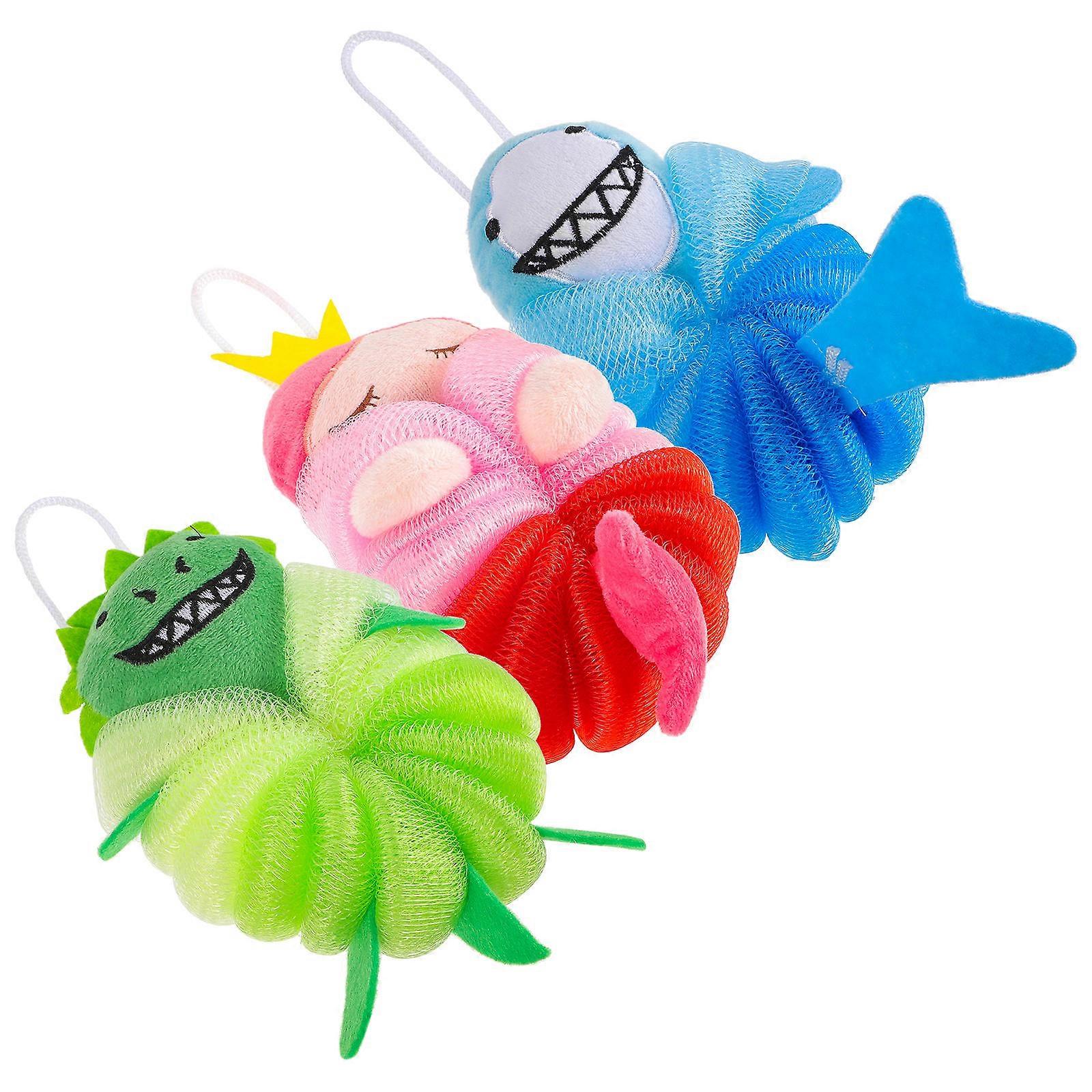 Adorable Shower Loofah Exfoliating Cleaning Balls For Bathing Children Assorted Color Oval 6Pcs
