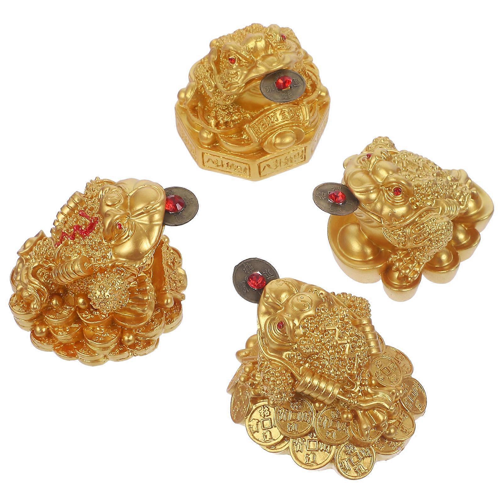 Resin Toad Statue Luck Charm for Decor 12Pcs Lucky Frog Craft Set
