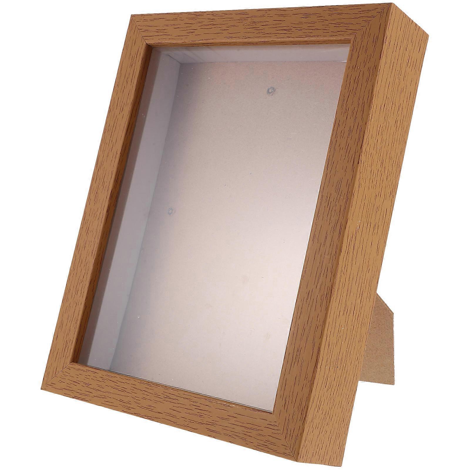 Flower Display Case for DIY Use with 5Pcs Light Brown Desktop Frames