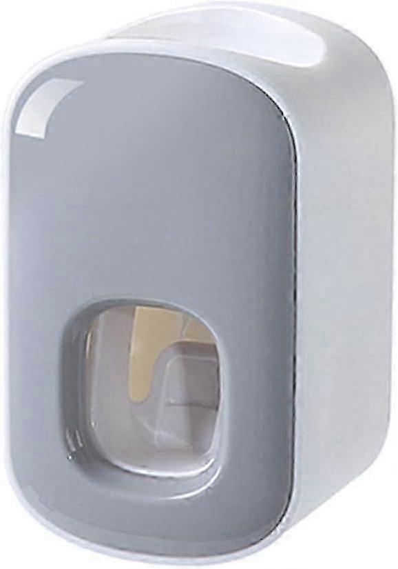 Wall-Mounted Automatic Toothpaste Dispenser and Toothbrush Holder in Grey for Neat Bathrooms
