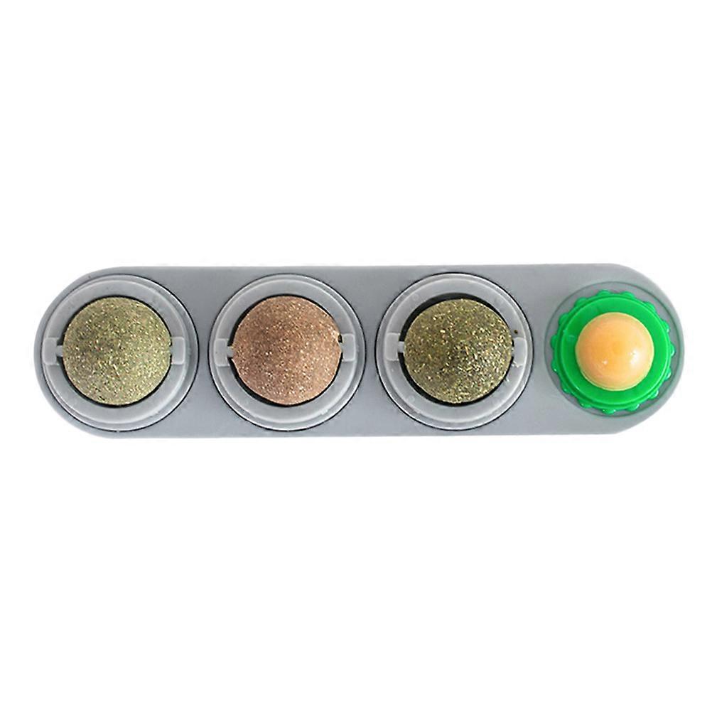 Cat Catnip Playing Ball Pet Toys for Playing 2Pcs Grey Rotation Teaser