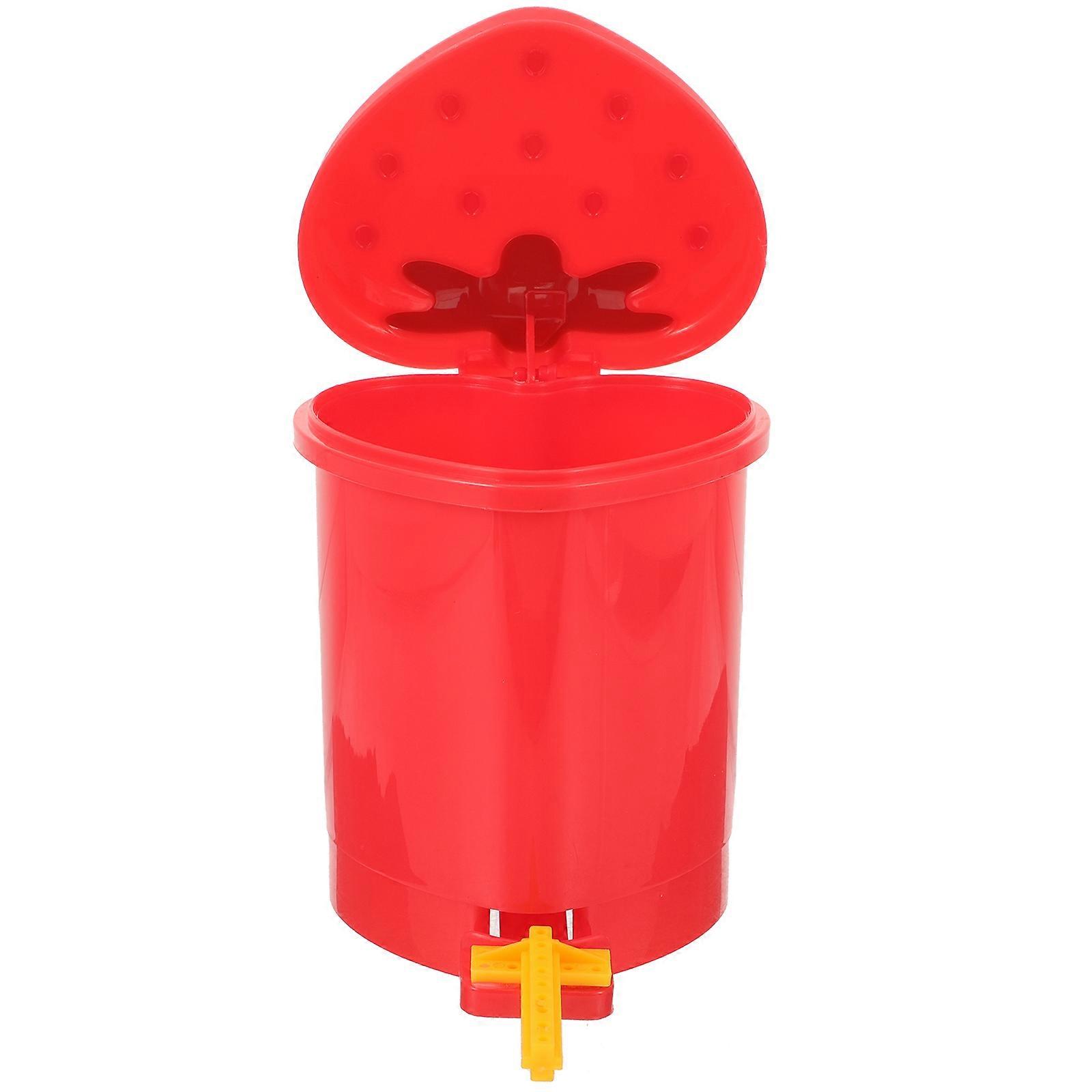 Decorative Wastebasket Desktop Trash Bin Cartoon Strawberry 5Pcs Set