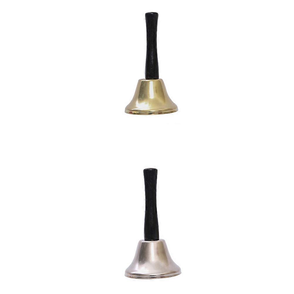 Handbells For Adults 2Pcs Creative Hand Bell Practical Teaching Equipment Silver Ergonomic Handle Design For Atmosphere Creator