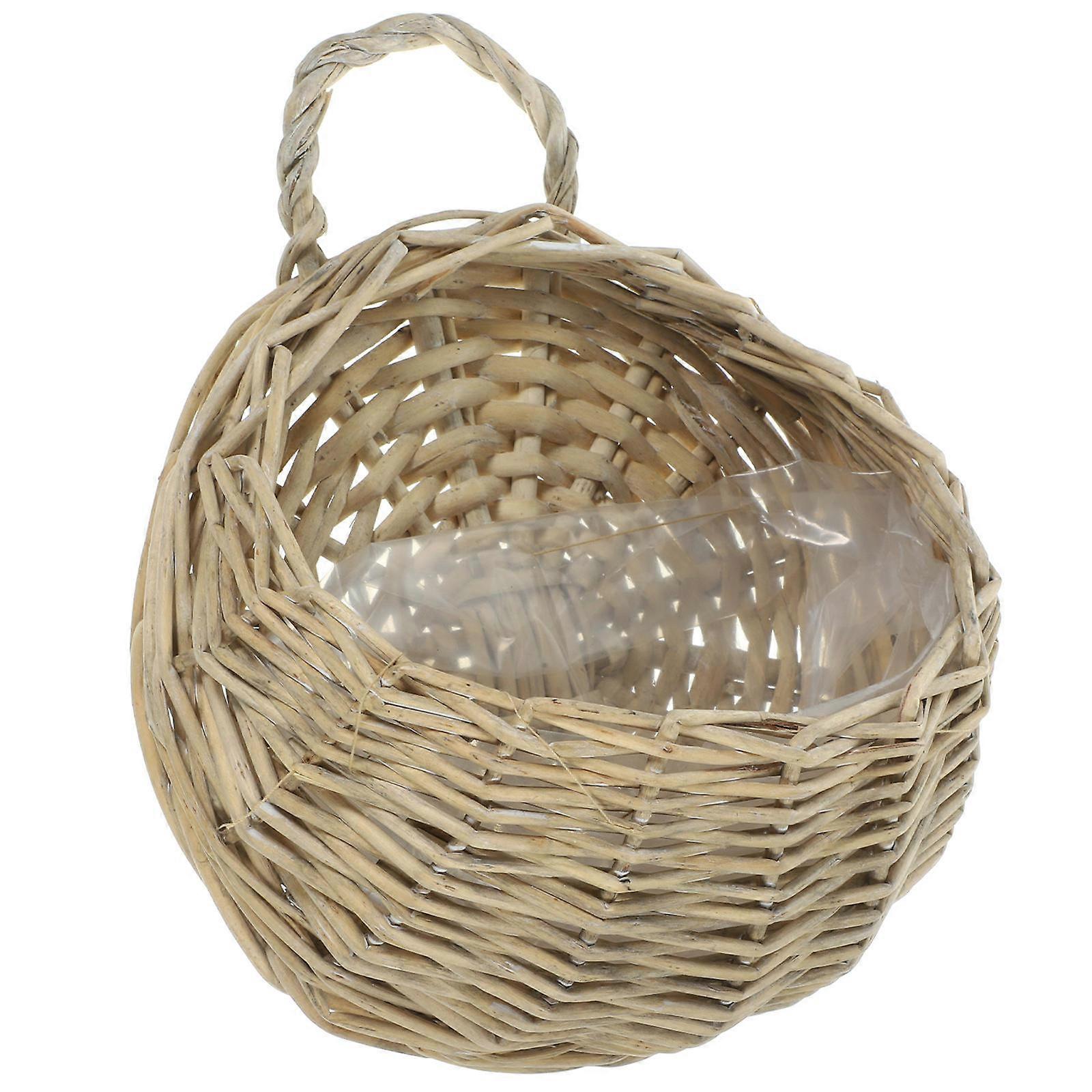 Hanging Storage Basket Wicker Basket for Storage 4Pcs Light Brown Wall Decor