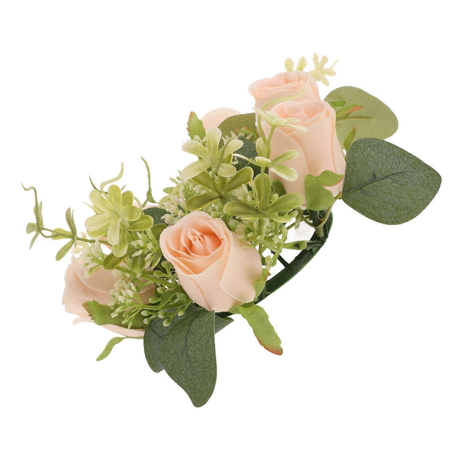 Artificial Candle Ring for Decoration Featuring Multi-Color Silk Flower Wreath