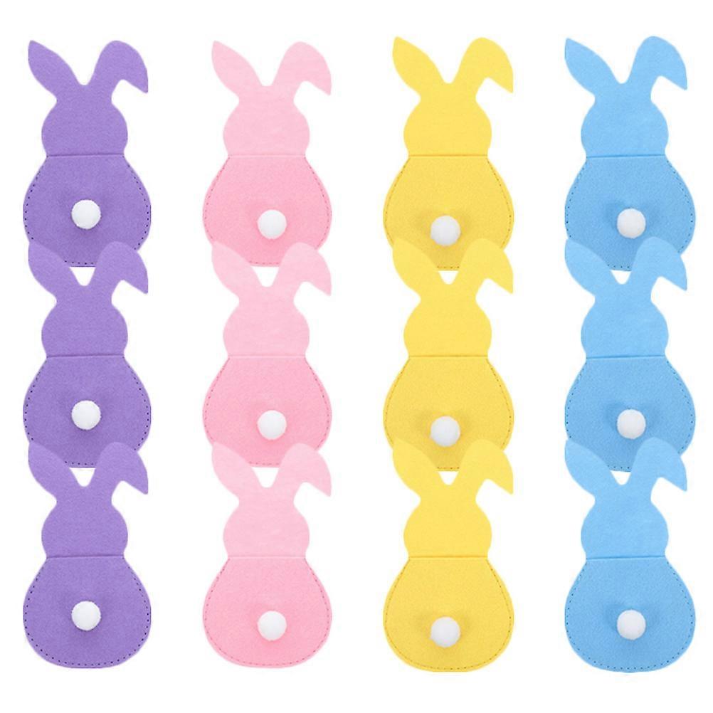 Silverware Holder Bag Easter Bunny Shaped Utensil Pouch for 64Pcs