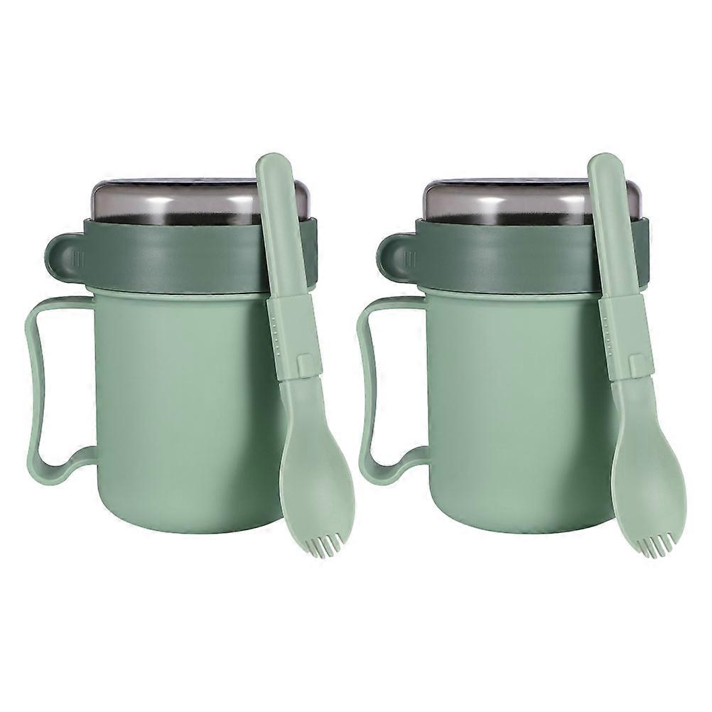 Microwavable Soup Mug with Lid for Travel 4Pcs Portable Green Bowls