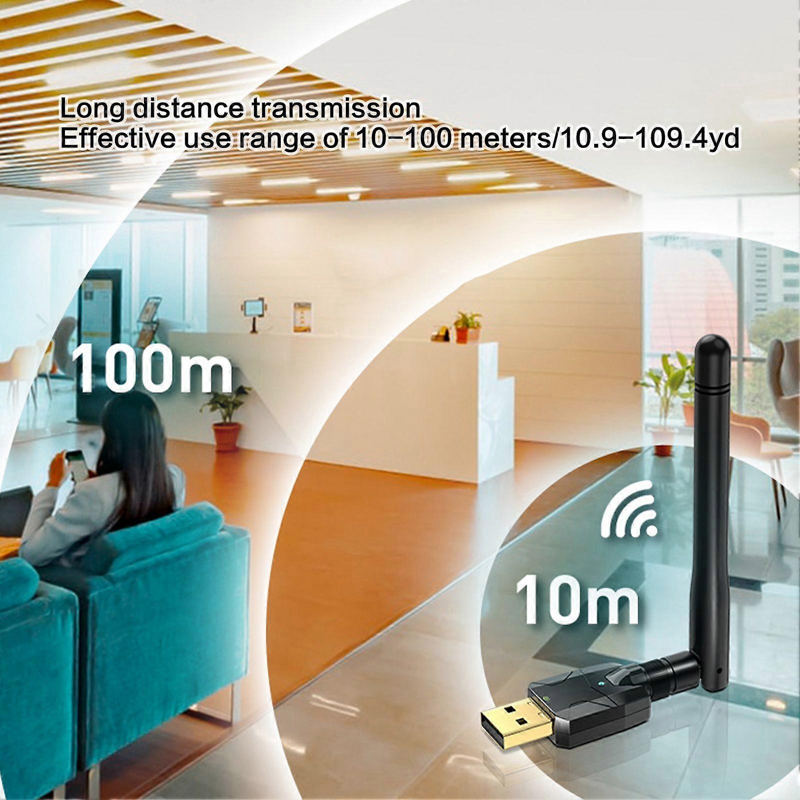 USB Bluetooth 5.1 Adapter for PC Long Range 100M Class 1 EDR Bluetooth Dongle Receiver for Windows 11 10 8.1 7