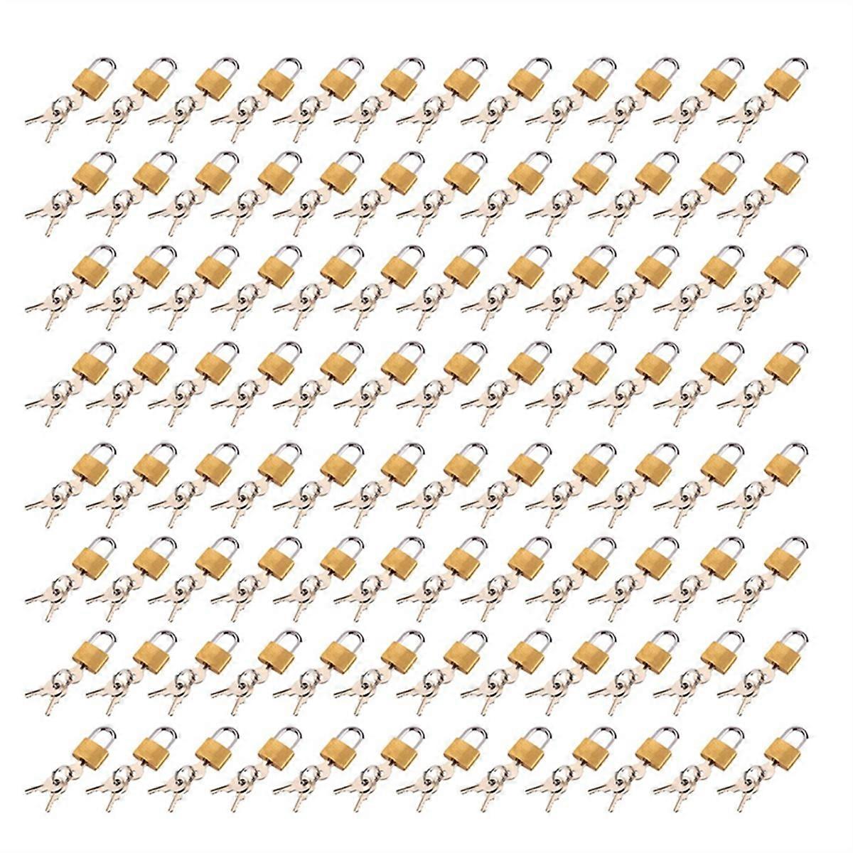 96PCS Mini Brass Padlock with Keys Locker Case Supply Travel Suitcase Luggage Case Padlock Simple Sm