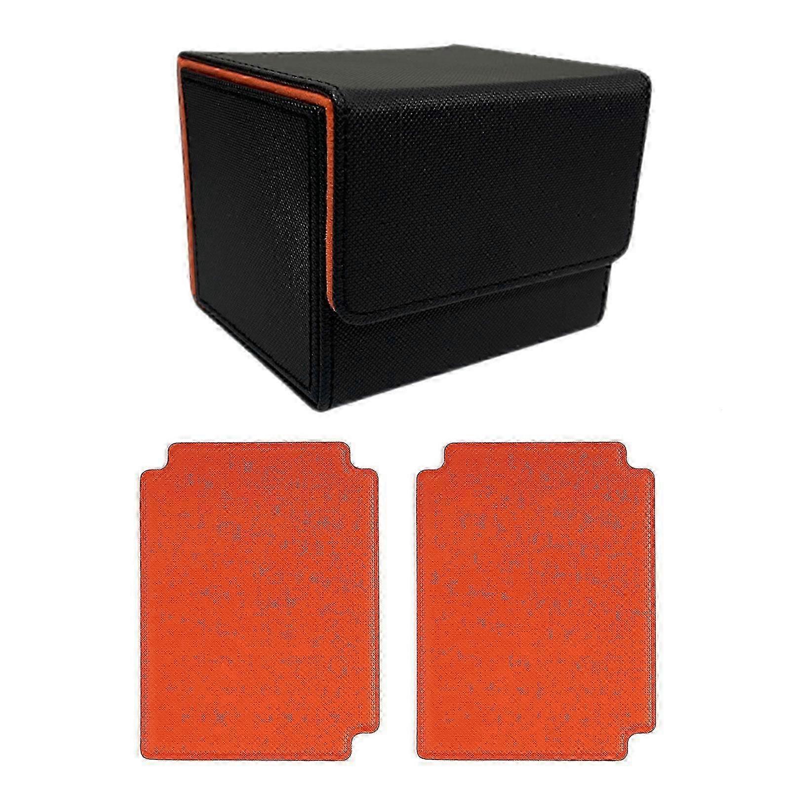 Trading Card Deck Box Cards Case Sturdy Game Cards Protector with 2 Dividers-color: inner orange