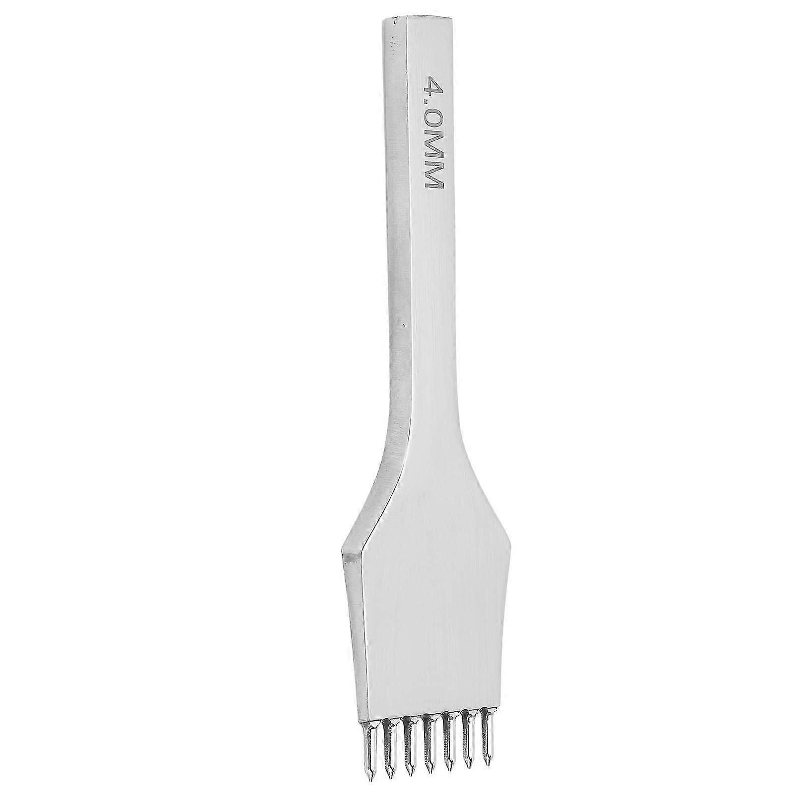 Leather Prong Round Hole Punch Row Chisel Steel Punching Stitching Craft DIY Tool 4mm7 Prong