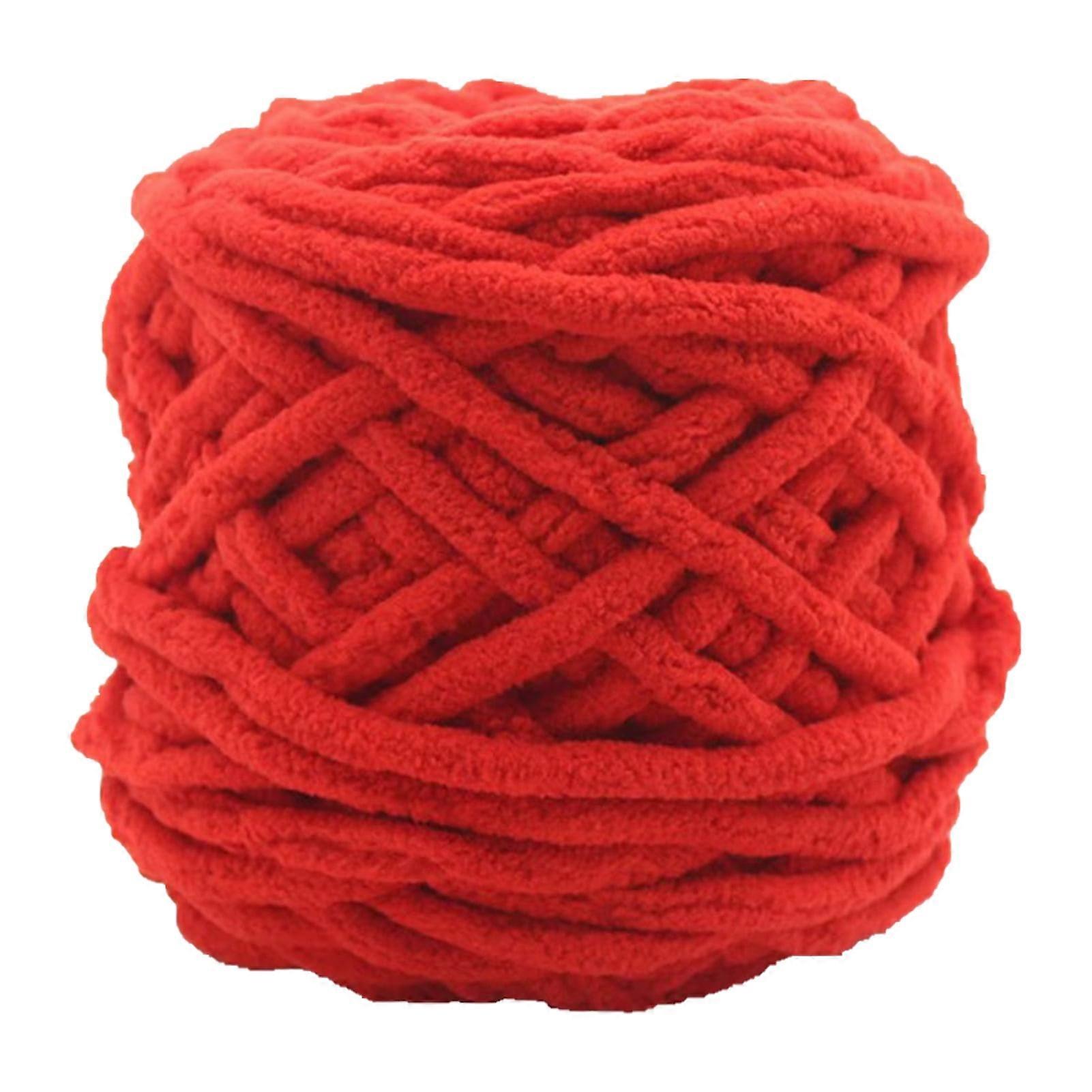 Farfi 1 Roll 32M Yarn Soft Wide Usage Polyester Hand Woven DIY Craft Crochet Yarn for Patchwork (Dark Red)
