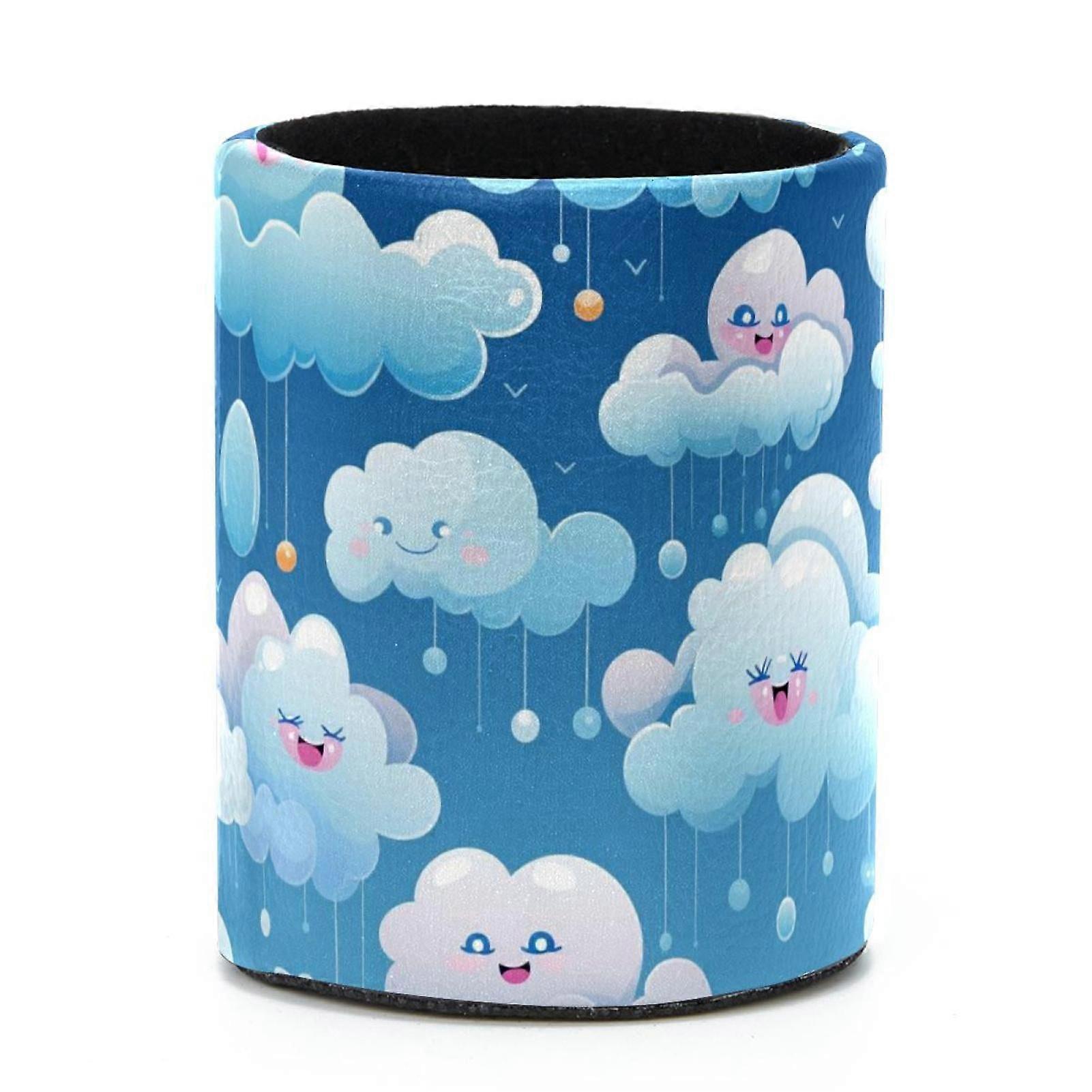Compact Pen Holder Desktop Organizer - Pretty Makeup and Art Studio Accessories, Colorful Clouds