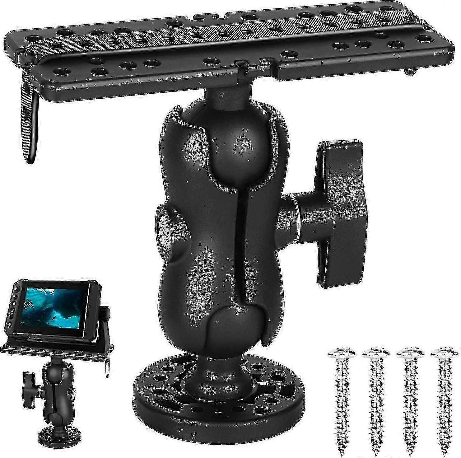 Universal Fish Finder Mount Base - 360 Adjustable Bracket Holder - Black