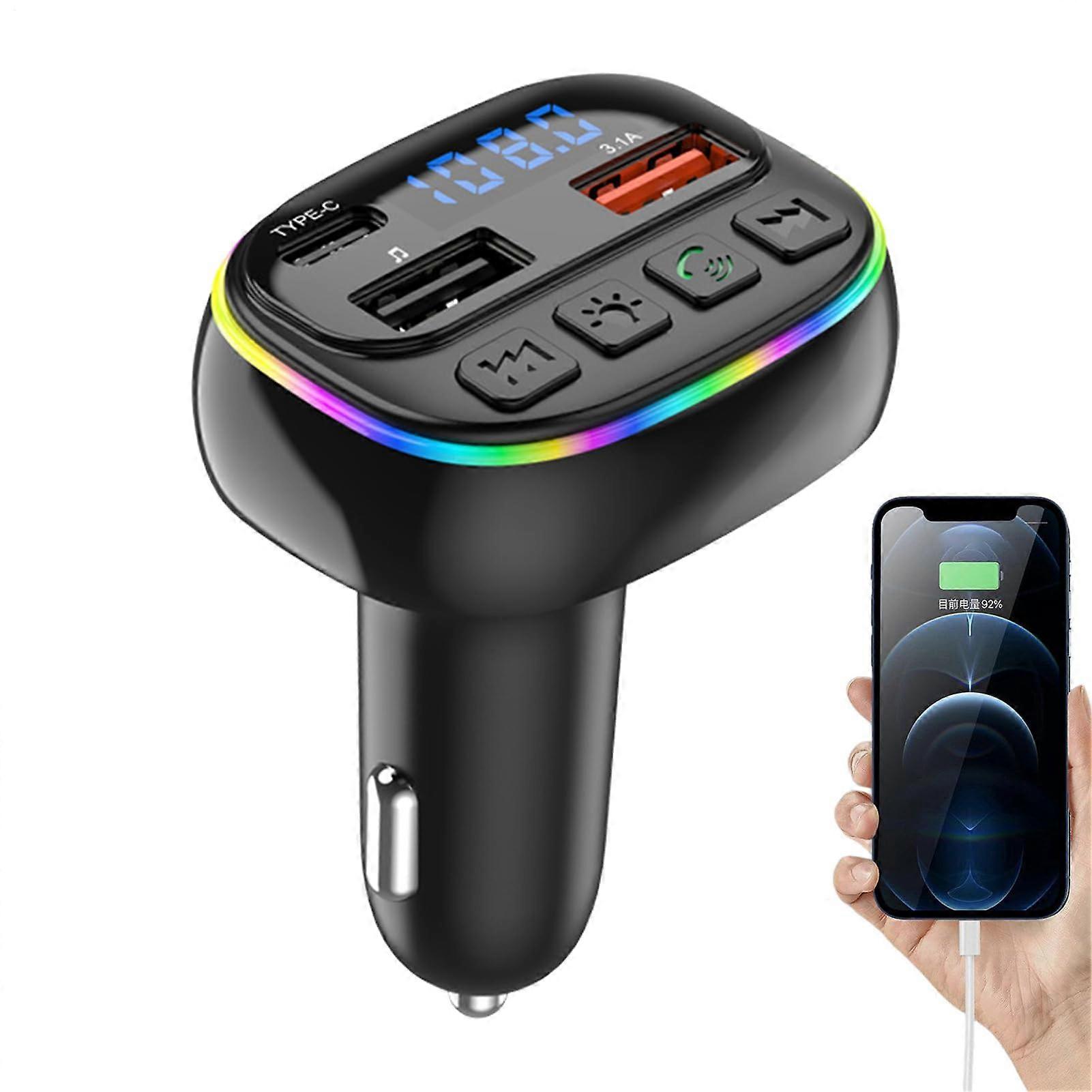 Wireless Adapter Car Radio Transmitter LED Display Dual USB Ports Music Streaming Stereo Automotive Audio Connection Kit