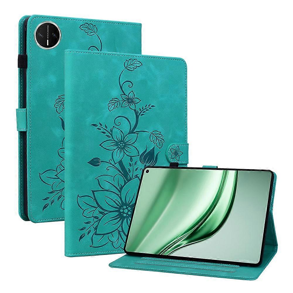 Compatible For Huawei MatePad Mini Case Lily Flower Imprint Card Slots Leather Tablet Cover