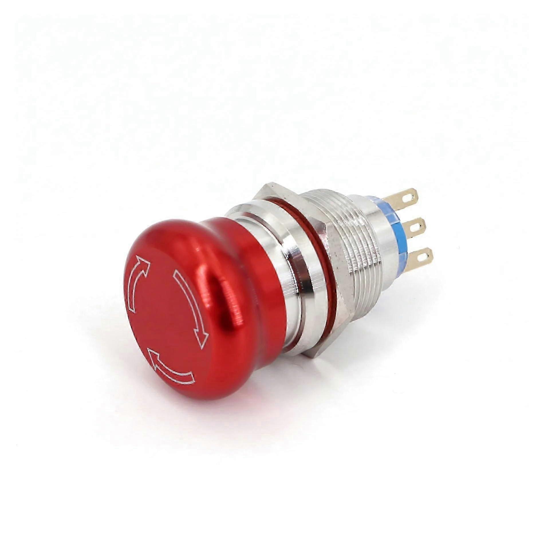 Electronic Switch Waterproof 22mm Metal 3Pin 1NO 1NC Emergency Stop Rotary Mushroom Push Button Switch for Industrial Use