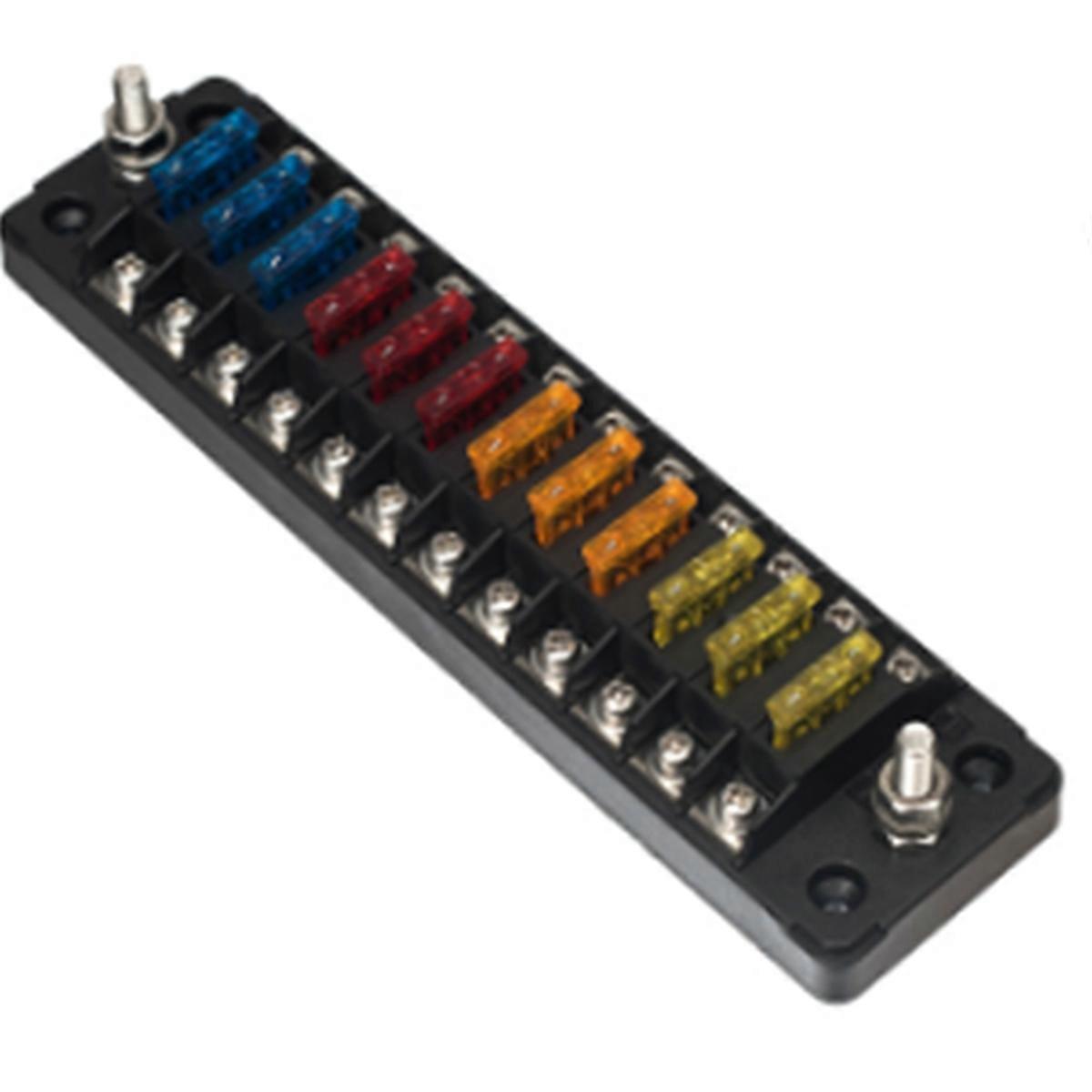 With Double Fuses 12 Ways Blade Fuse Block 32V 75A for Auto Car Marine Trike Fuse Box Holder Flame Retardant