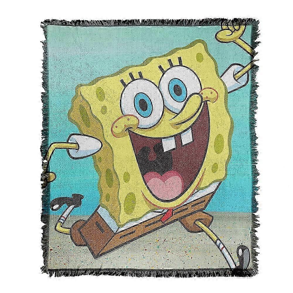 Blanket Spongebob Blanket, 50&quot;x60&quot; Spongebob Character Cropped Woven Tapestry Cotton Blend Fringed Throw Blankethdeidh196