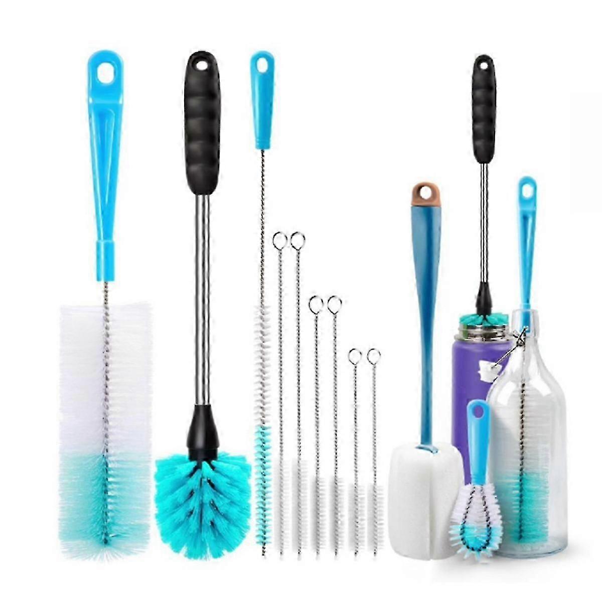 bottle cleaning set with long handle for narrow neck bottles