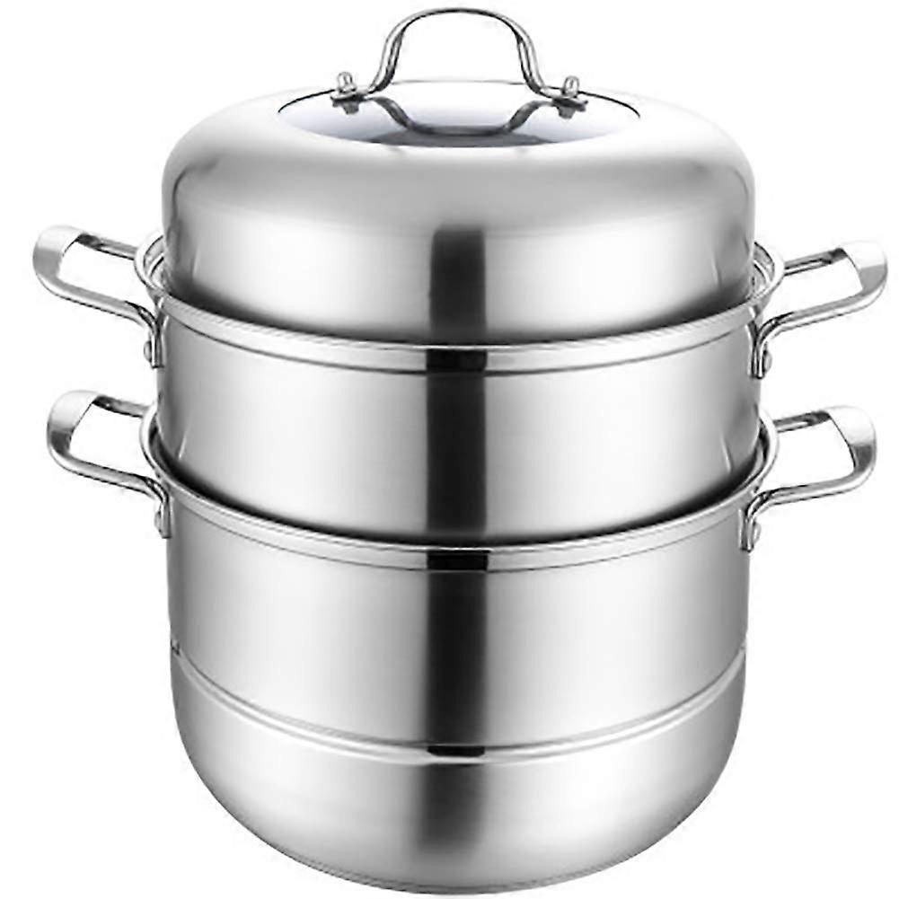 3Tier Stainless Steel Steamer Set With Induction Safe, Soup Pot, Sturdy Handles, Stackable, 28cm 30cm 32cm
